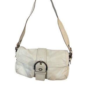 Coach White Shoulder Bag with Silver Buckle